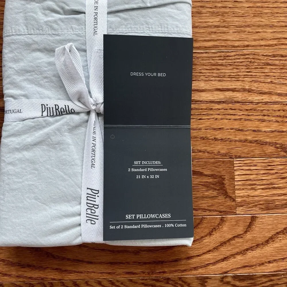 PiuBelle Portugal Gray Cotton Percale Pillowcases Set of 2 Standard Piu Belle